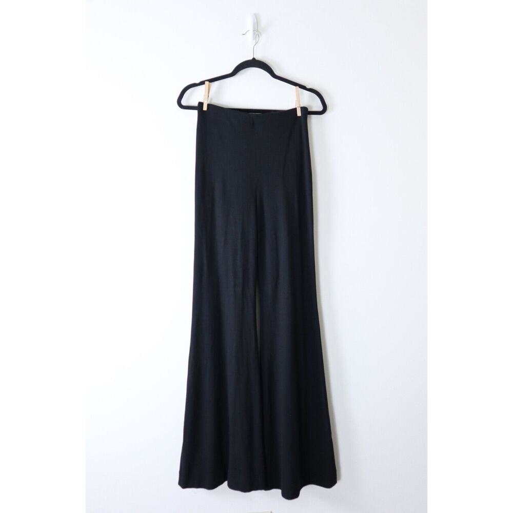 Rosetta Getty Size S Jersey Wide Flare Leg Pants Pull On Black Stretch - Picture 2 of 11